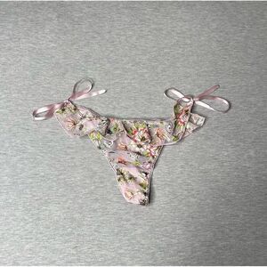Victoria's Secret Dream Angels Floral Embroidered Side Tie Thong Panty